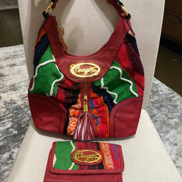 Vintage COOGI rare knitted red gold multicolor purse bag & wallet Hobo Shoulder - Picture 3 of 17